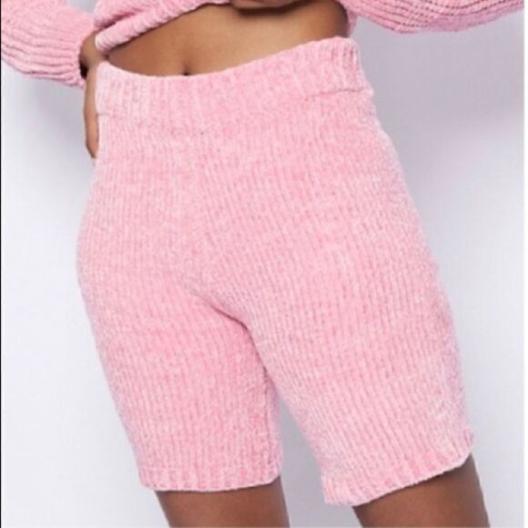 Pink Fuzzy Sweater Knit Malibu Bike Shorts - Picture 4 of 14